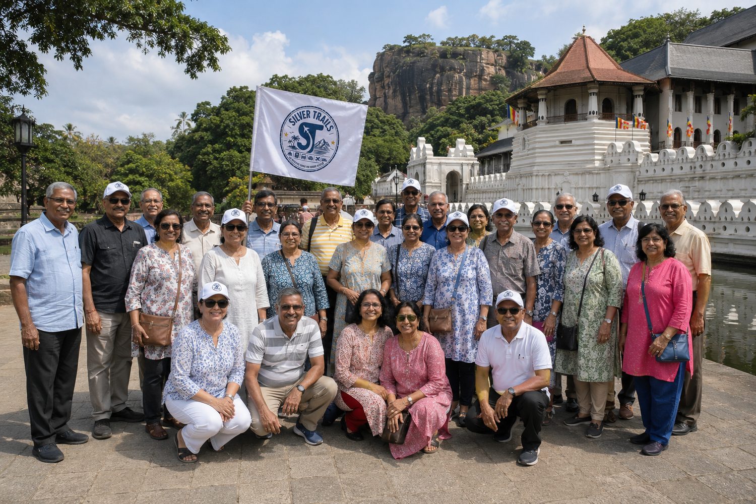Silver Trails group at Temple of the Tooth, Kandy, Sri Lanka